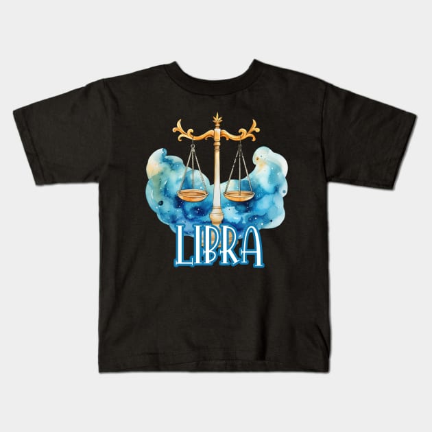 Libra in Watercolor Kids T-Shirt by Things2followuhome